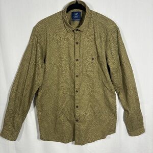 Louis Philippe Olive Green Twigs Button Up Long Sleeve Shirt Men’s Sz 39 F Slim